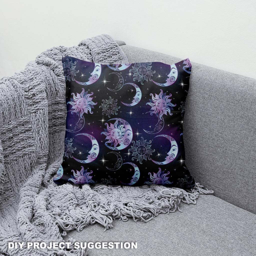Royal Samt Stoff Polyester Zum Nähen - Motiv Sonne, Mond Und Sterne