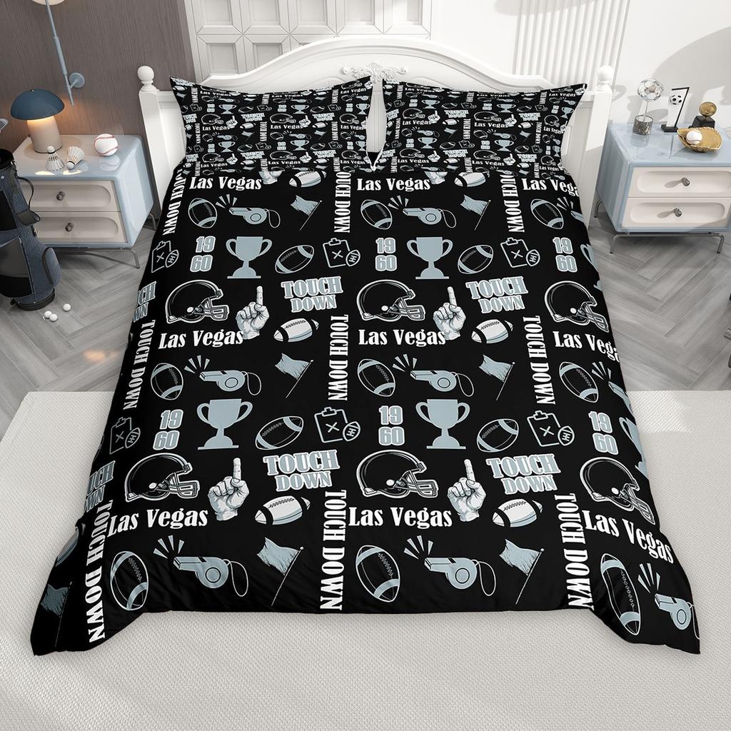 Homewish Rugby Football Duvet Cover Set, Sports Theme Bedding Set, Kids Teens Boys Comforter Cover Set