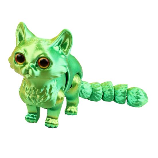 3D Printed Cat Toy Stress Relief Simulation Cat Toy Articulated Animal Fidget Toy Desktop Pet Model Office Desk Decoration Ornament