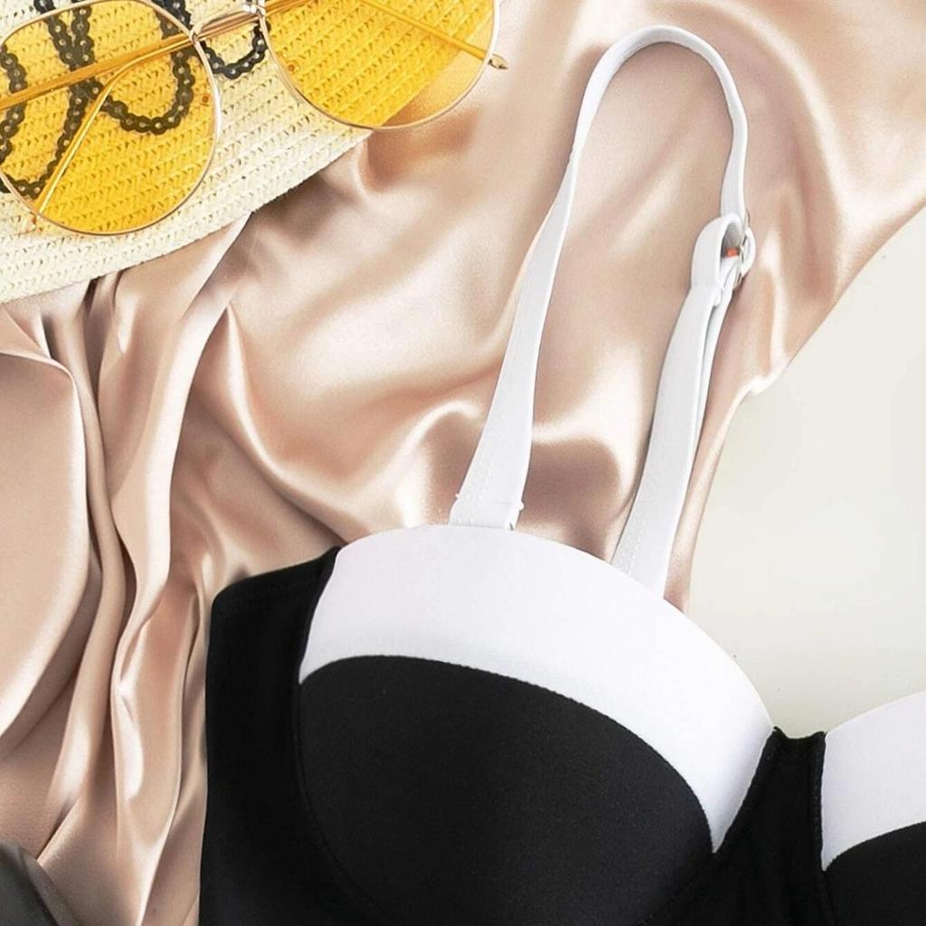 Evropské a americké jednodílné plavky se šněrováním a vycpávkami na prsou - Sexy bikiny styl dámské plážové oblečení