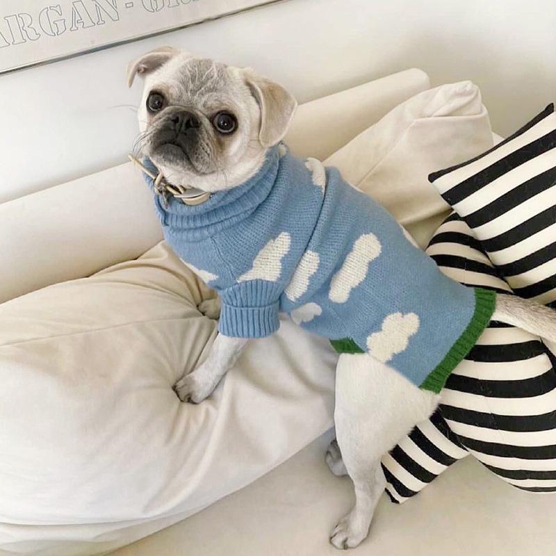 Dog Cloud Sweater Warm Clothing for Cats in Spring Autumn Winter High-necked Pet Clothing Two-Legged Pet Sweater Puppy Clothes