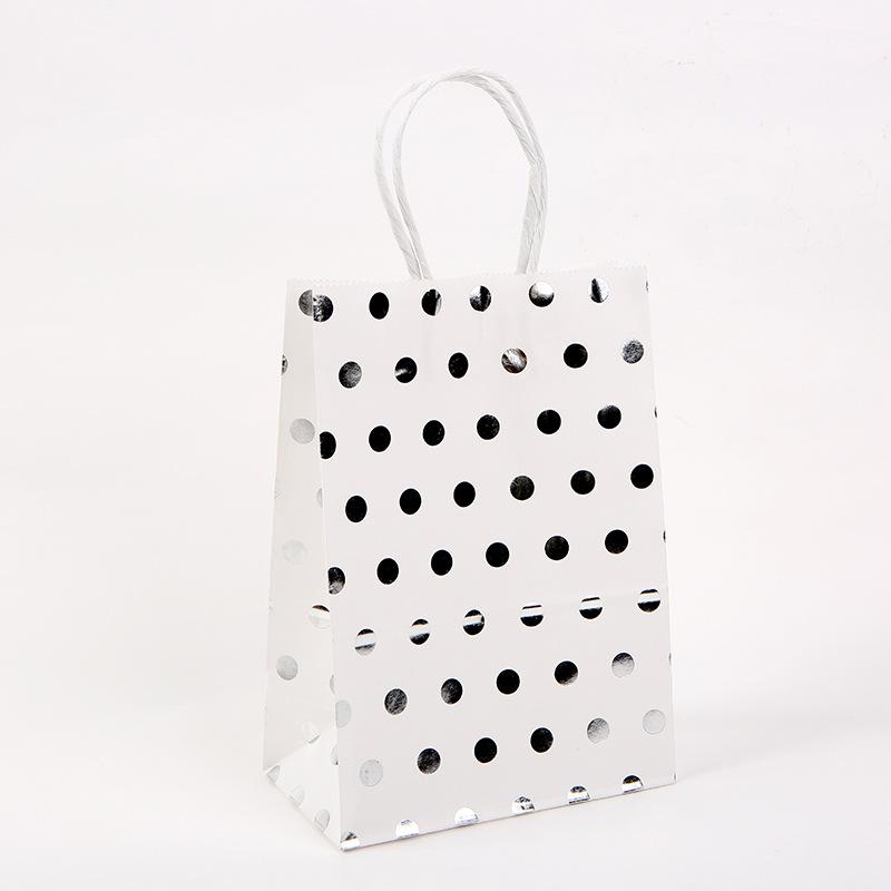 WTEMPO 12PCS 6*11*15CM Christmas/New Year Round Dot Printed Gifts Bags Portable Foldable Paper Gift Handbags Creative Festivals Gift Packaging Bags