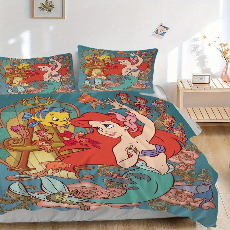

3pcs Disney Princess Ariel Mermaid Sea Life Friends Print Cover Set Ultra Soft, Breathable, and Comfortable Bedding with Stylish Design for Bedro 135x200cm