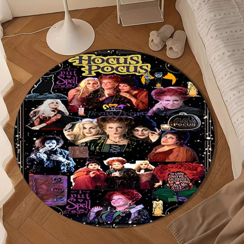 Halloween Witches Round Rug for Livingroom,Bedroom, Palyroom, Chair Rug, Area Rug, Circle Carpet, Large Size Fan Christmas Gift