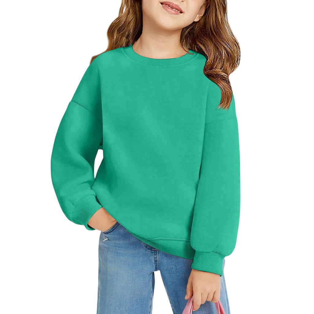 Winter Boy And Girls Round Neck Pullovers For Kids Long Sleeved T-shirt Solid Color Baby Tops