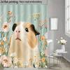 Watercolor Guinea Pig Illustration Shower Curtain 1Pc With 12 Hooks For Bathroom Home Decor Polyester 70.8X70.8 Inch