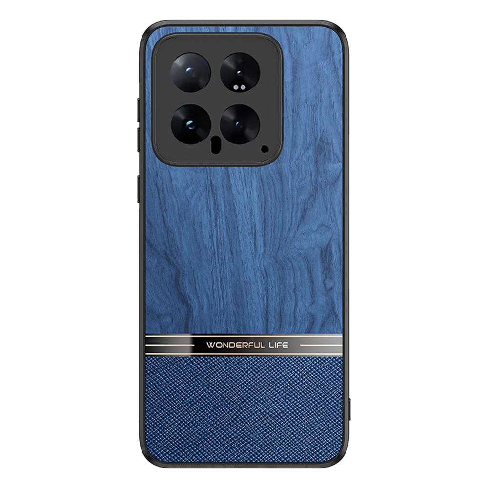 

Для чохла Xiaomi 14T Pro Дерев яна текстура Шкіряне покриття TPU Захисний чохол для телефону Blue