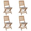 Chaises pliables de jardin lot de 4 avec coussins Bois d'acacia