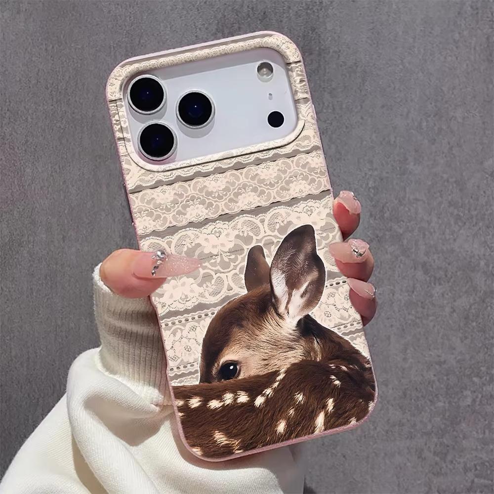 Lace Deer Pattern Silicone Phone Case For iPhone 17 Pro Max 11 12 13 14 15 16 Pro 17 Air 15 14 Plus X XS XR Soft Cover