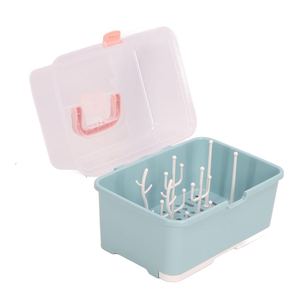 Babyflaschen-Abtropfgestelle Tragbare Aufbewahrungsbox für Stillflaschen Geschirrorganizer mit Deckel für