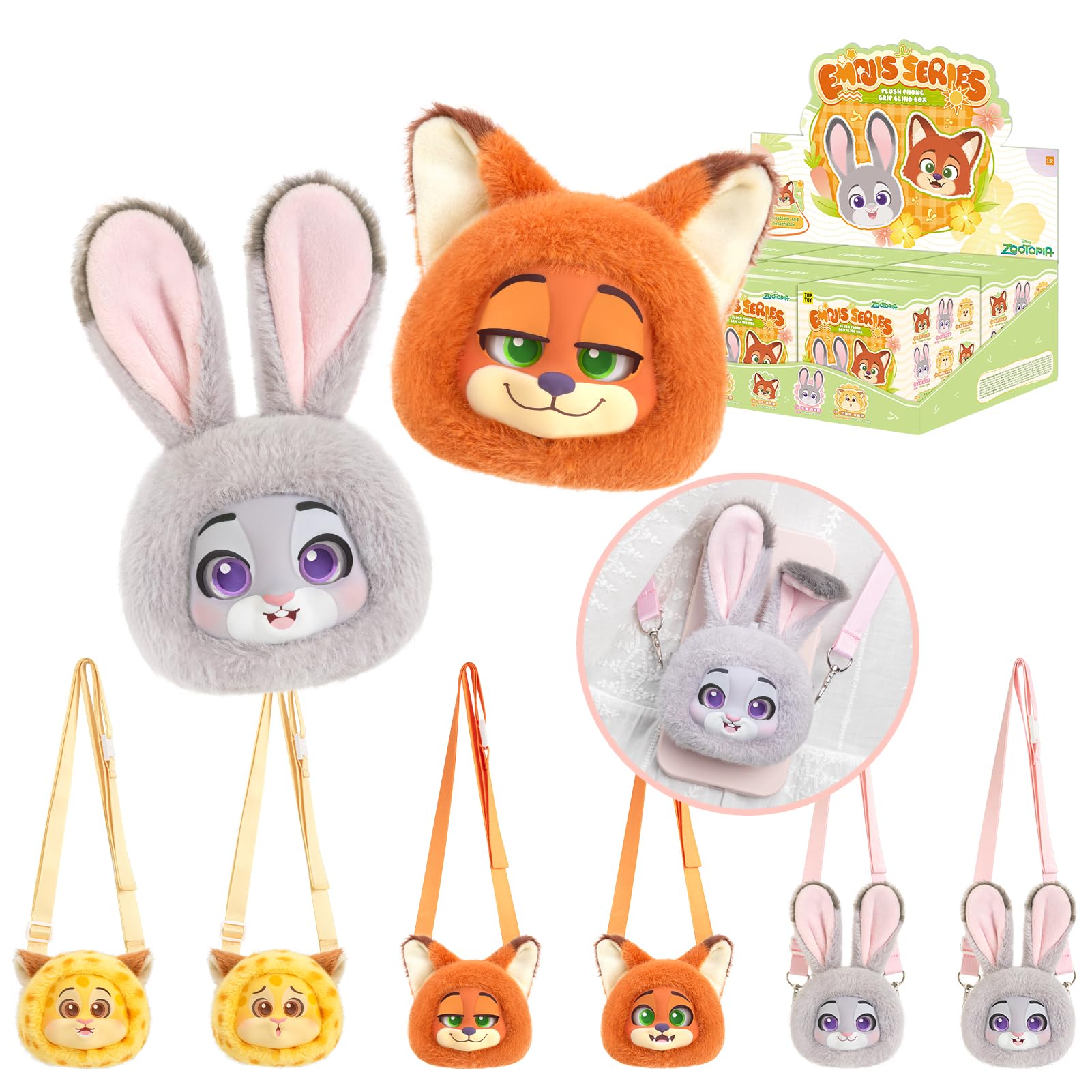 

TOP TOY Disney Zootopia Expression Plush Soft Vinyl Series Box of Smartphone Grip Gachapon Blind Box Figure Plastic Model Premium Soft Vinyl Toy