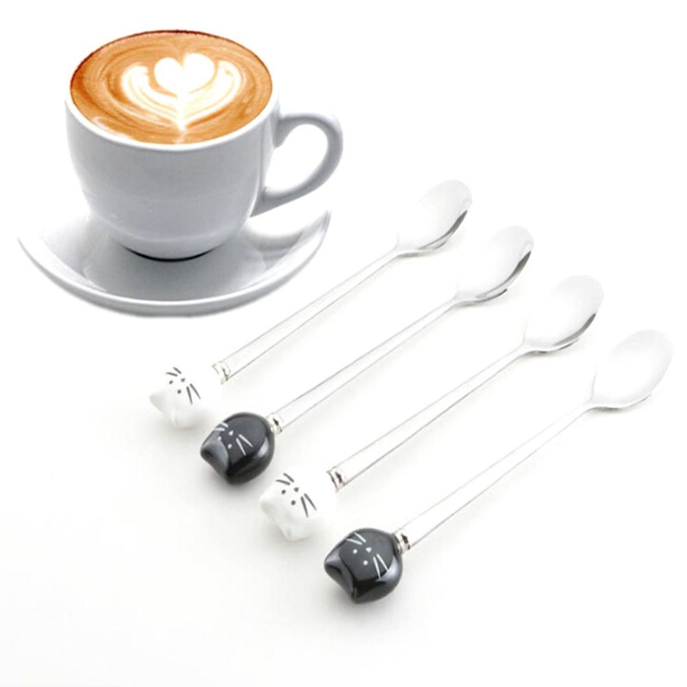 Home Tableware Cartoon Cute Animals Tea Spoons Coffee Stirrer Stirring Tool Cat Dessert Spoon