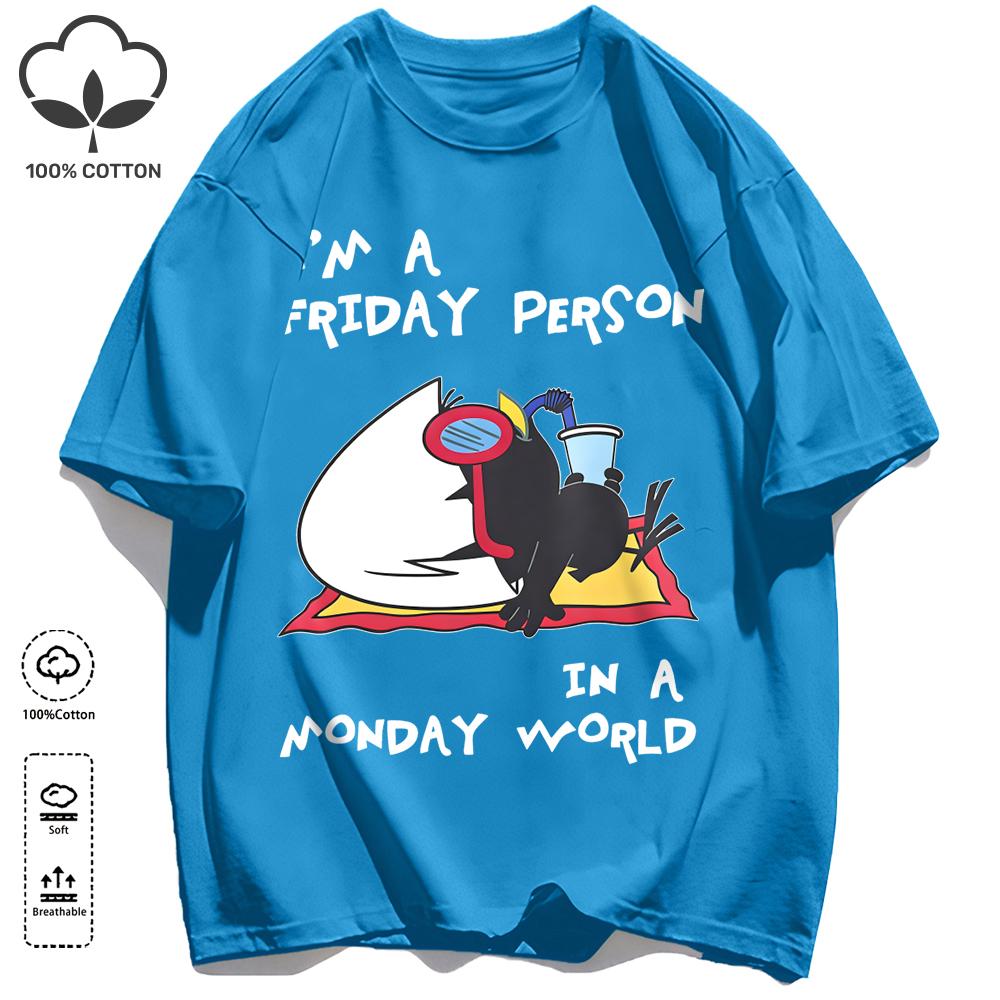 Sleeping In A Monday World Printing Retro Unisex T-Shirts Loose Cotton T Shirt Trendy Summer Tee Unisex Fashion Sports Clothes