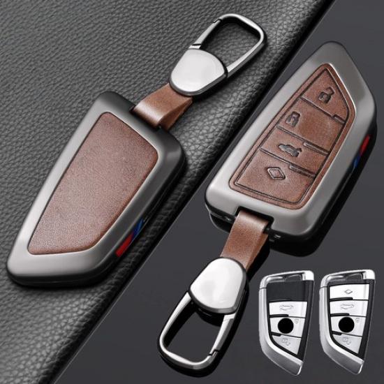 Zinc Alloy Leather Car Key Case Cover For BMW X5M X6 2 3 6 7 F15 X2 X5 X7 X3 X4