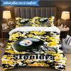 Pittsburgh Steelers Logo Art 3pcs Bedding,Including 1pc Duvet Cover And 2pcs Pillowcases Perfect for Christmas,Ideal for Bedroom, Dormitory