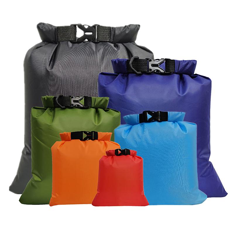 6 Stück/Set Wasserdichter Trockensack Schwimmender Sack Outdoor Strand Schnallen-Aufbewahrungssack Reise Driften Schwimmen Schnorcheln Tasche Zubehör