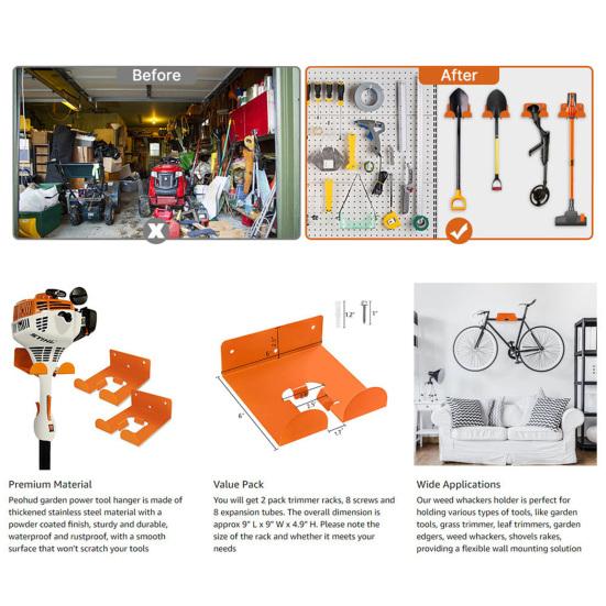 Wandmontierter Trimmerständer Garagenorganizer Freischneiderhalter Schwerlast Garten Elektrowerkzeug Aufhänger für Schuppen Werkstatt Rasentrimmer Heckenschere