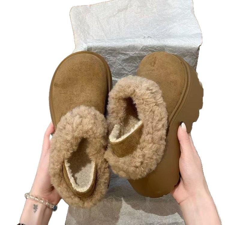Thick-soled two wear snow fluffy slippers winter new piled thickened warm Birkenstock cotton shoes