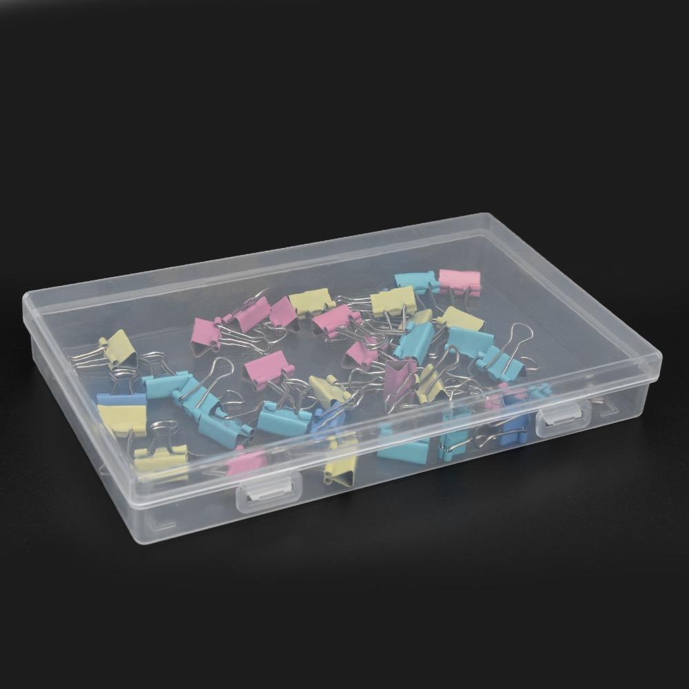 

4pcs Flap Lid Transparent Plastic Box Transparent Storage Container Office Supplies