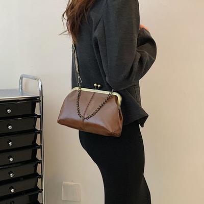 Fashion Shoulder Bag Women PU Crossbody Bag Retro Clip Purse