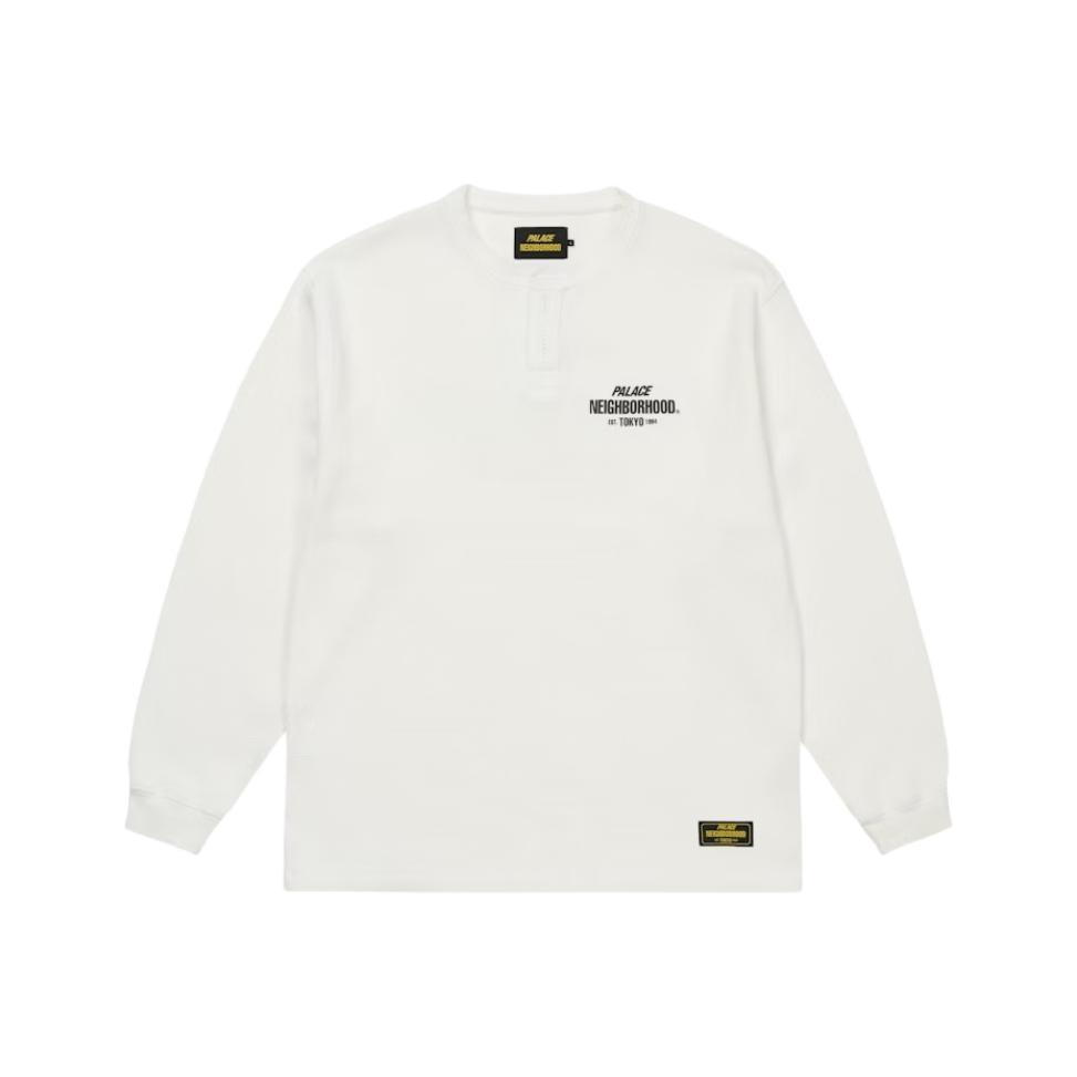 Palace X Neighborhood Collaboration FW25 Letter Tag Logo Waffle Long Sleeve T-Shirt Unisex T-Shirts P29CS050