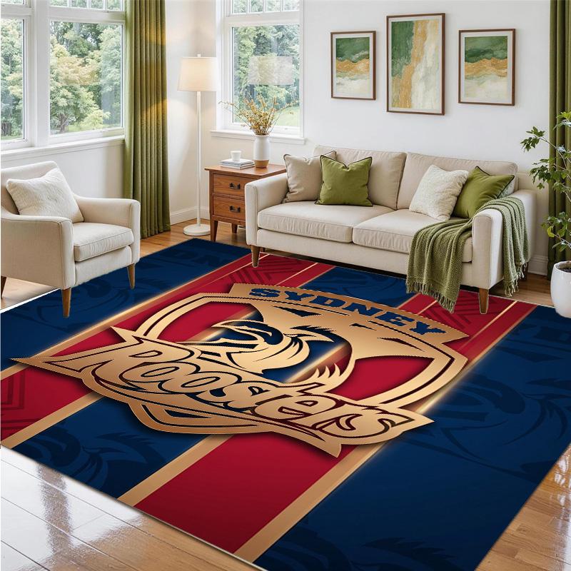 Sydney Roosters Design Crystal Velvet Rug Soft Decorative Mat for Bedroom Entrance
