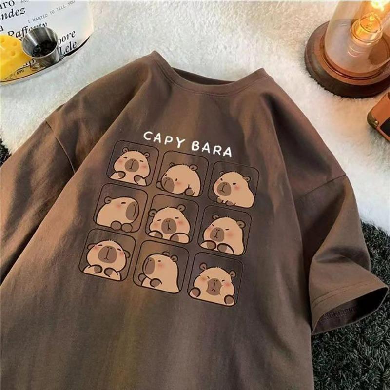 

Милая футболка с принтом животных для детей и взрослых, летняя, женская и мужская, повседневная, для улицы, для девочки и мальчика, с коротким рукавом, топ, свободный пуловер L