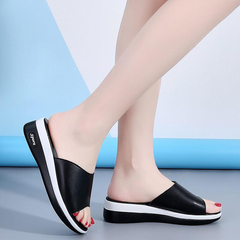 Kadın Yaz Moda Eğlence Balık Ağzı Sandalet Kalın Alt Terlik