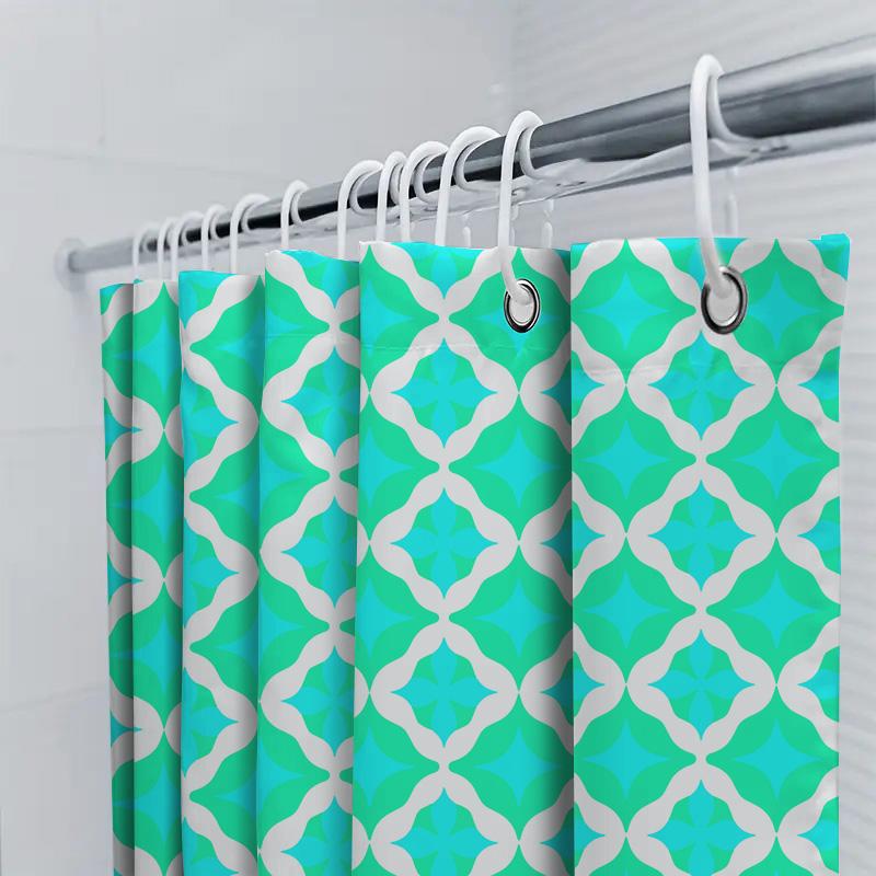 Modern Blue White Bath Curtains For Home Decor Bathroom Shower Curtain With Hook Rings Set In Multiple Colors Available