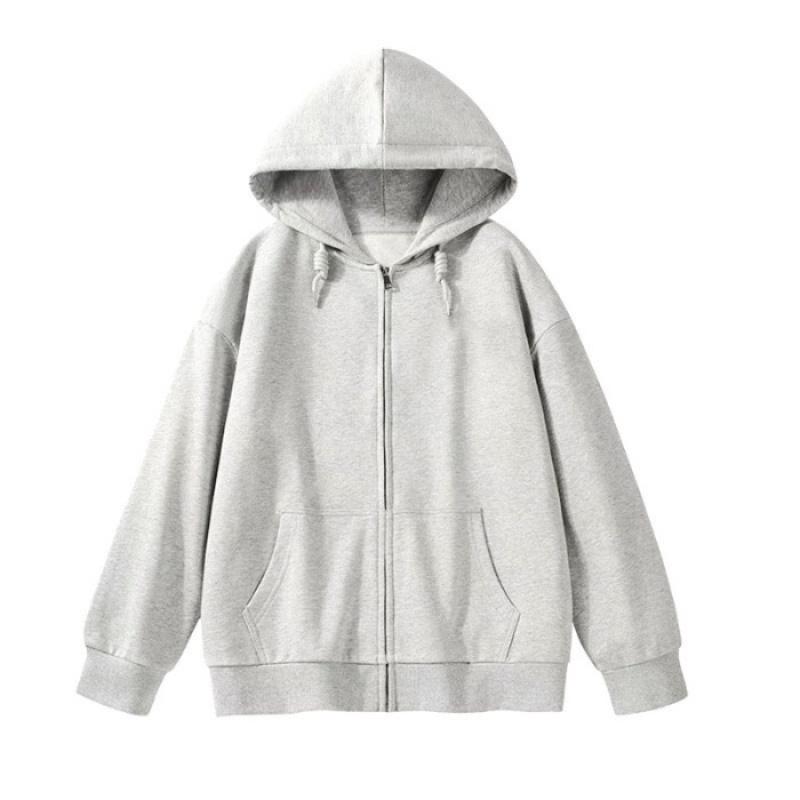 CVC cotton wool composite milk silk 320g back-necked plain zipper hoodie for women