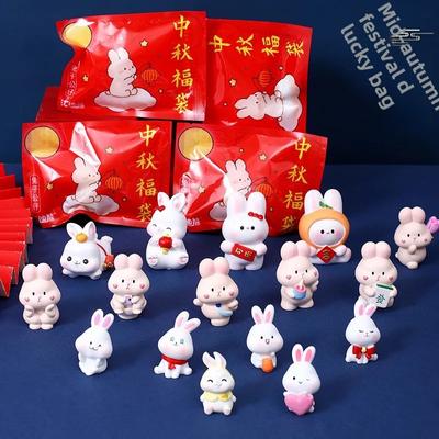 Miniature Rabbit Model Mini Bunny Figurine Desktop Garden Landscape Ornament Resin Craft Easter Cute Home Office Decor Supp
