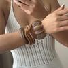 Punk Brown Coffee Resin Acrylic Bangles Hip Hop Irregular Kpop Geometric Wide Bangles For Women Bracelet Pulseras Jewelry