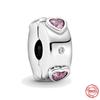 Clip 925 Sterling Silver CZ Zircon Love Heart Star Line Clip Charm Beads Stopper Fit Fashion Style Bracelet Silver 925 Jewelr