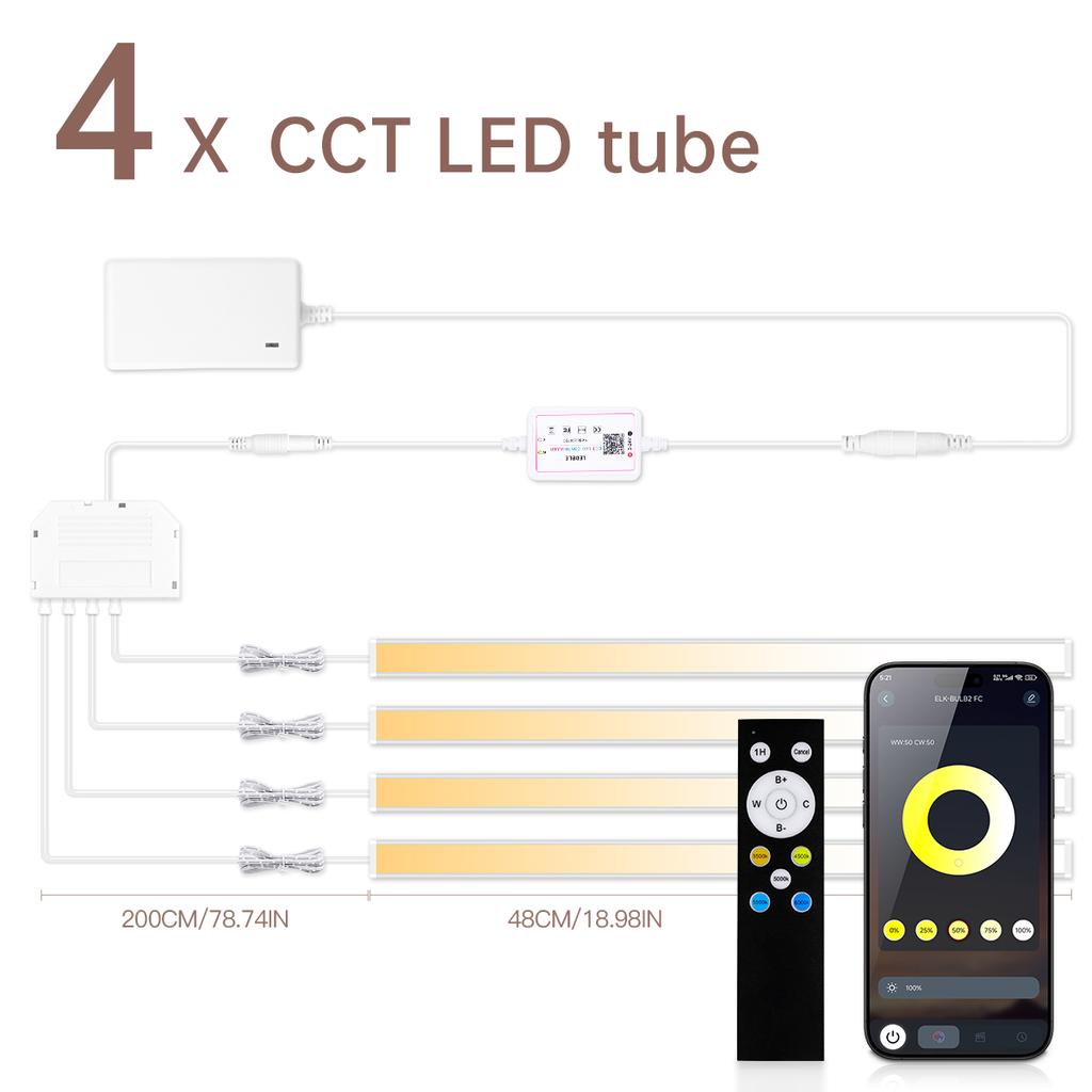 Control por APP Bluetooth 2700K-6500K Regulable CCT Barra de Luz LED DIY Luz Inteligente para Armario Debajo de Gabinete Decoración Acústica de Pared con Panel de Madera