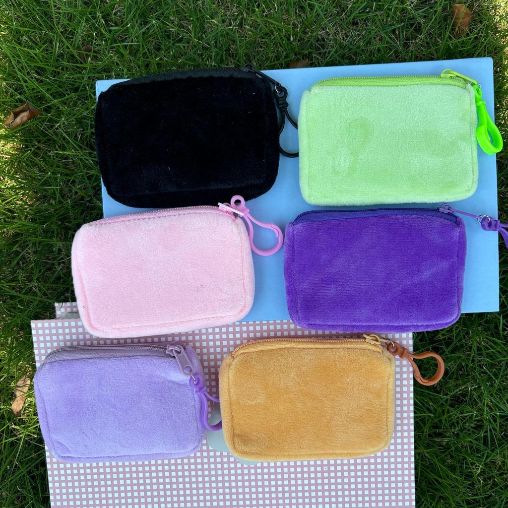 Solid Color Plush Coin Purse & Earphone Case - Cute, Simple Storage Pouch