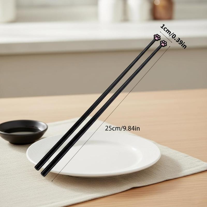 2 Paar Einzigartige Katzen-Themen-Essstäbchen Geschenk für Haustierliebhaber Elegant Nachhaltig Lebensmittelechte Materialien Besteck