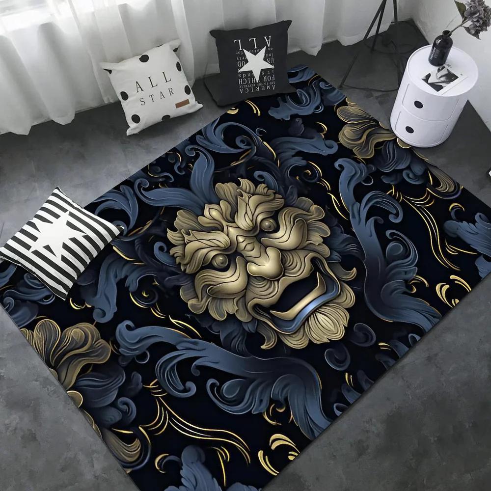 Japanese Oni Hannya Samurai Long Rugs Kids Room Bedroom Decoration Balcony Anti-Slip Doormat Living Room Alfombra