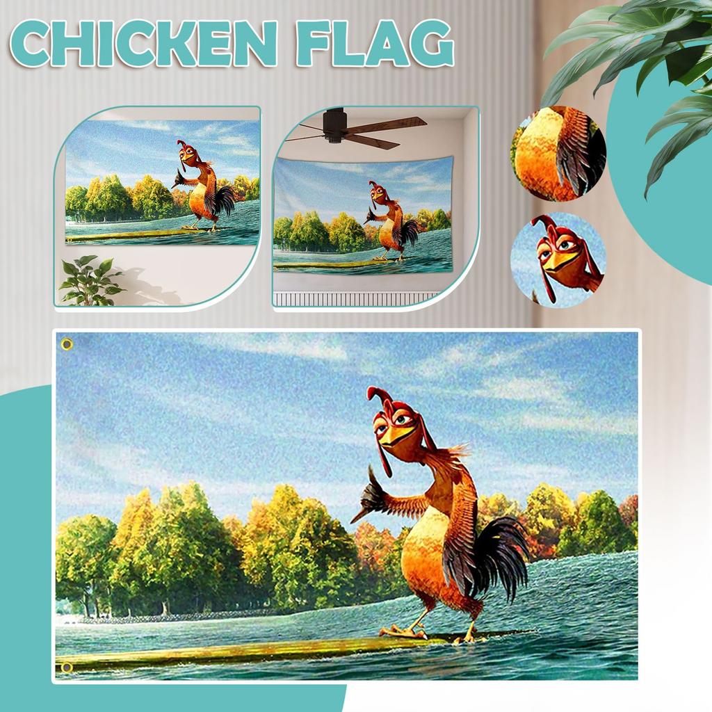 Chicken Flag 3x5 Feet Fun Tapestry Flag For Bedroom Room College Dorm Room Double Sided Cool Modelling Flag For Room Wall Art Decoration