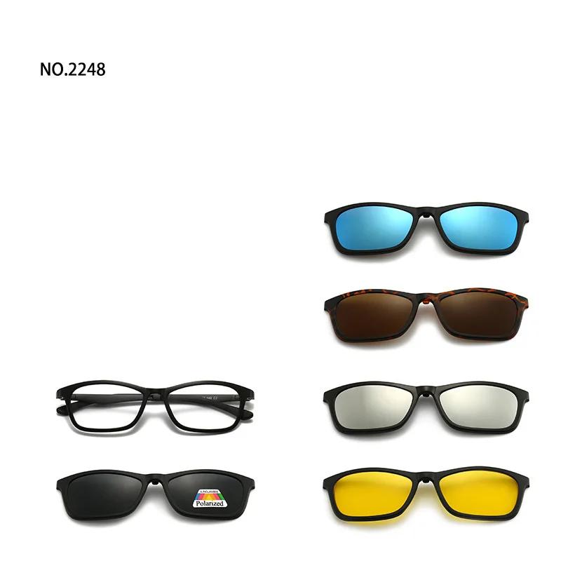 6 In 1 Magnetic Clip Sunglasses prescription Spectacles Men Women Polaroid Night Vision Lenses Glasses