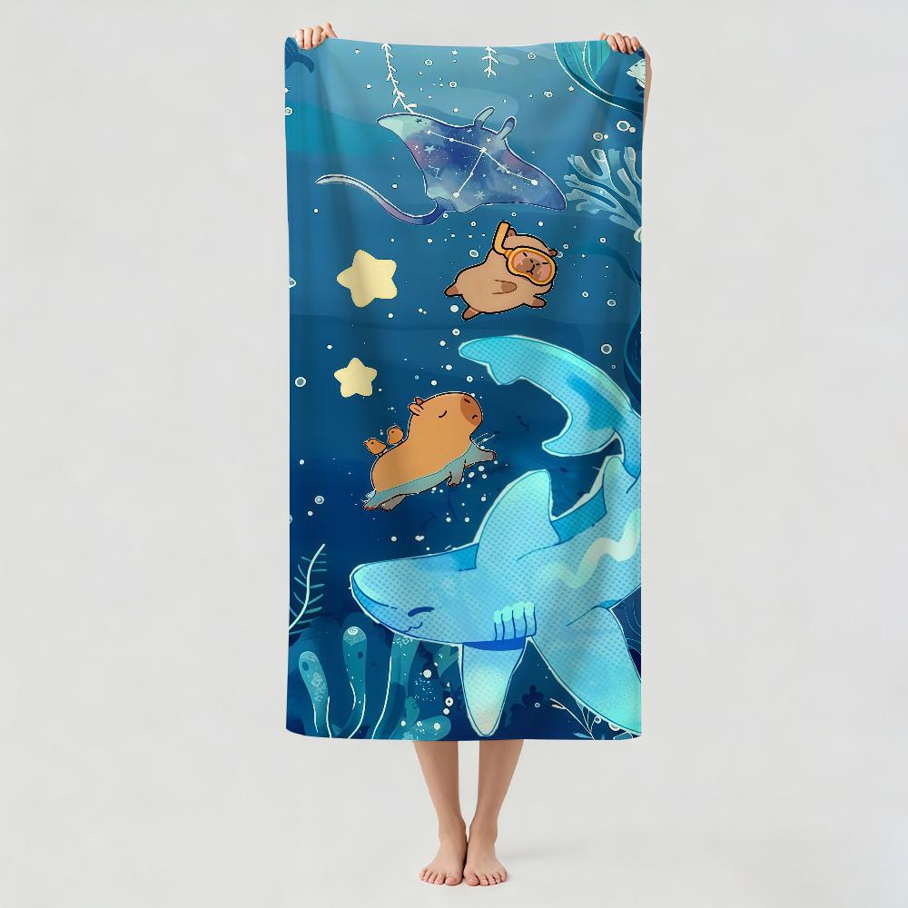 Cartoon cute Capybara Towel Drying Bath Towel Applicable To Light Swimming Camping Yoga Beach Out