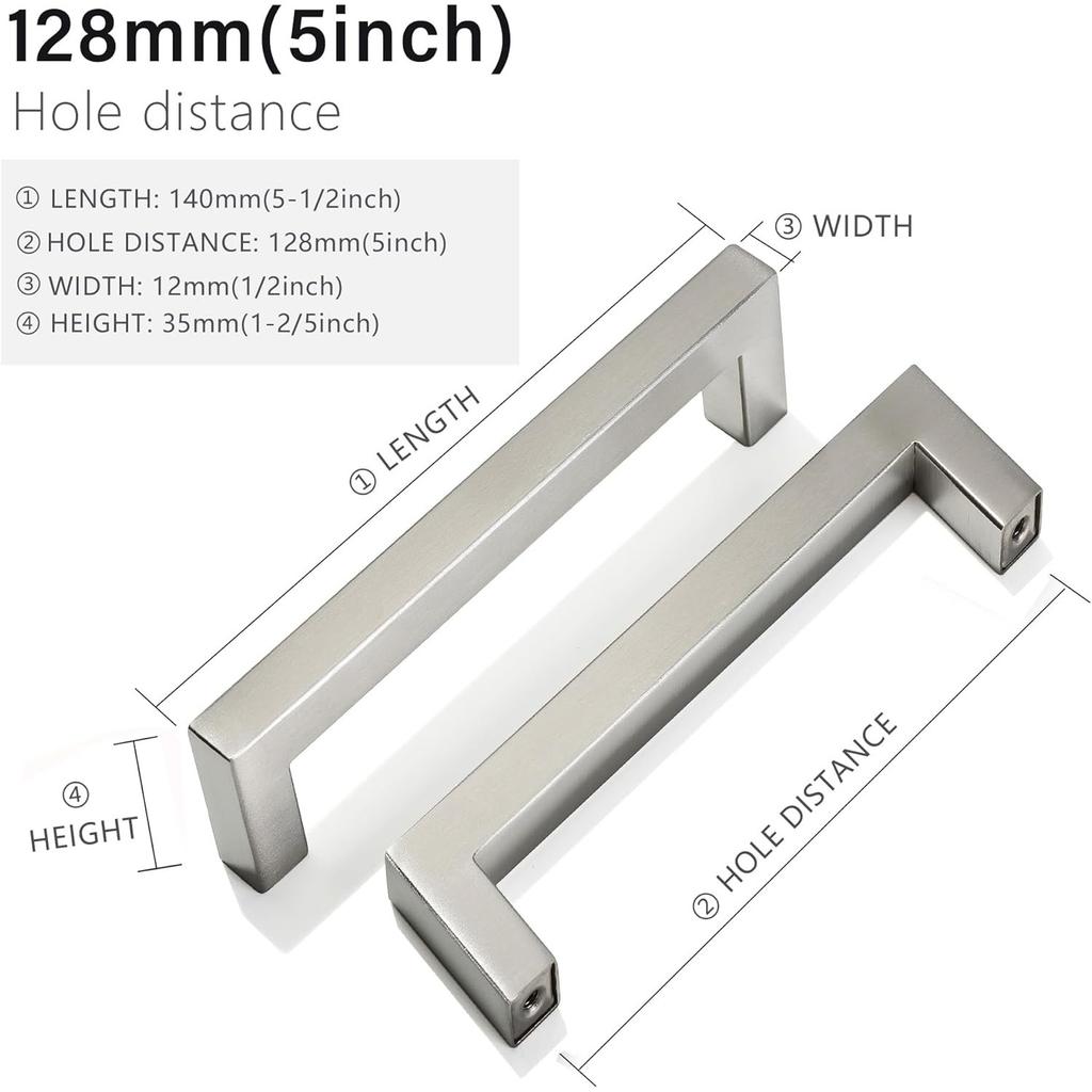 2 pcs Brushed Nickel Cabinet Pulls Stainless Steel Drawer Handles for Kitchen Cupboard  Silver