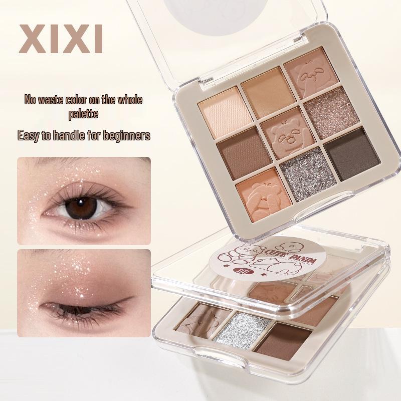 xixi Bear Di Rongrong Nine-Color Eyeshadow: Natural Matte & Shimmer, Beginner-Friendly