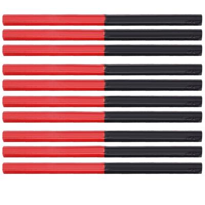 10Pcs Carpenters Pencils Red Blue 2?Core Hex 2?Head DIY Woodworking Mark Pen Hand Tools