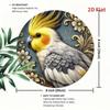 Metal Wall Art Bird Pattern Round Aluminum Sign UV Resistant Scratchproof Home Office Decor