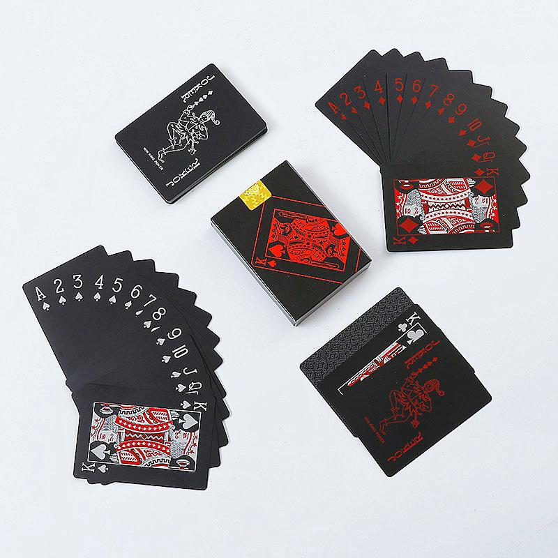Waterproof Black Plastic Poker Cards Durable Playing Cards Gambling Board Game Family Home Gift