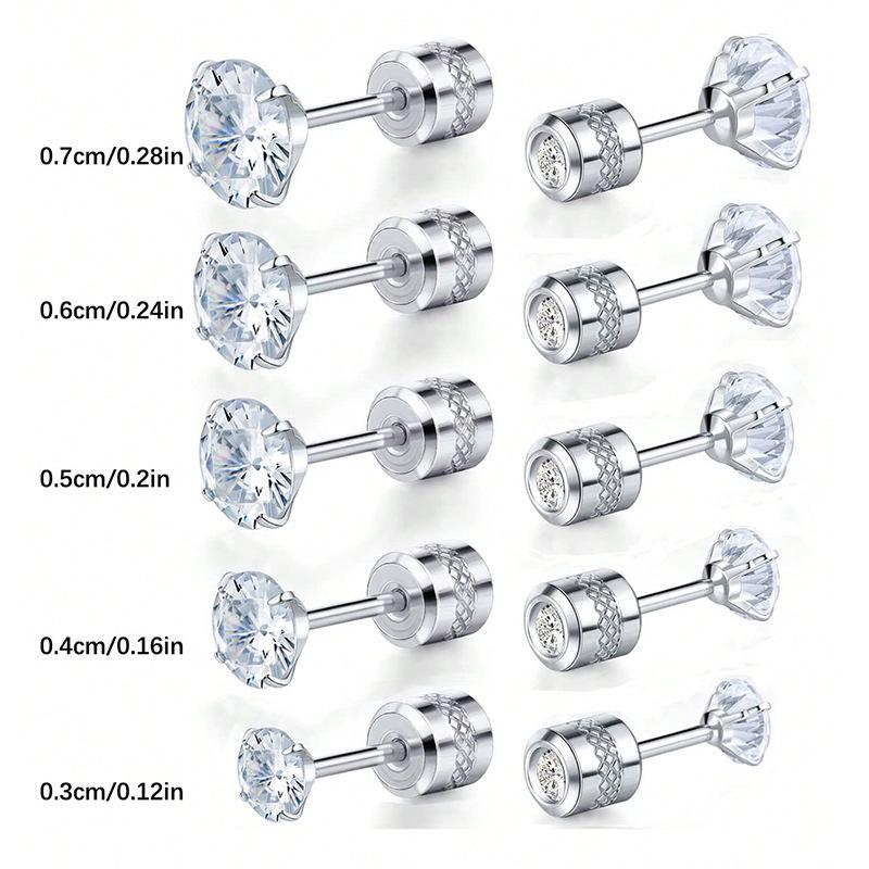 European and American Four-Claw Zircon Earrings: Embossed Anti-Slip Double Diamond Cartilage Studs