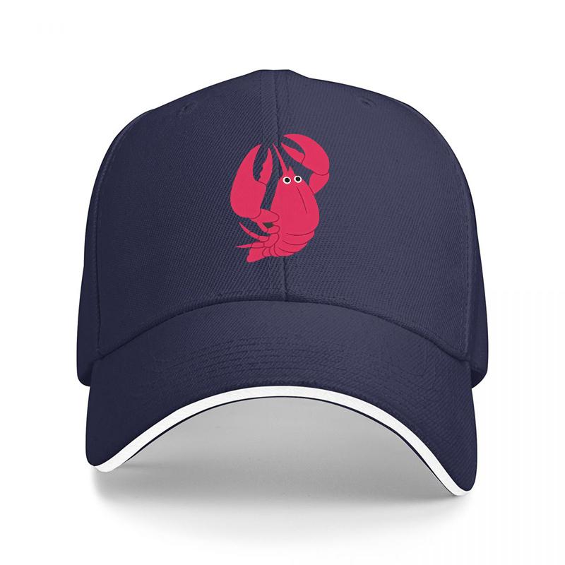 Crawfish Logo Black Baseball Cap with Pink Embroidered Design Adjustable Fit for Outdoor Activities and Casual Wear