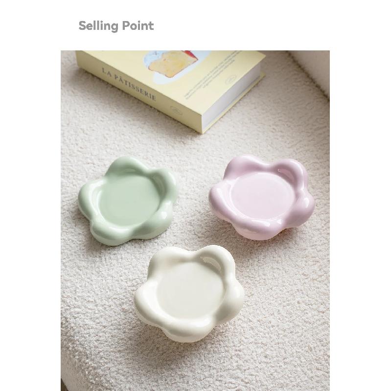 Cat Ceramic Bowl Small Pet Elevated Food Water Feeders Puppy Dog Drinking Eating Dish Plate with Wooden Stand