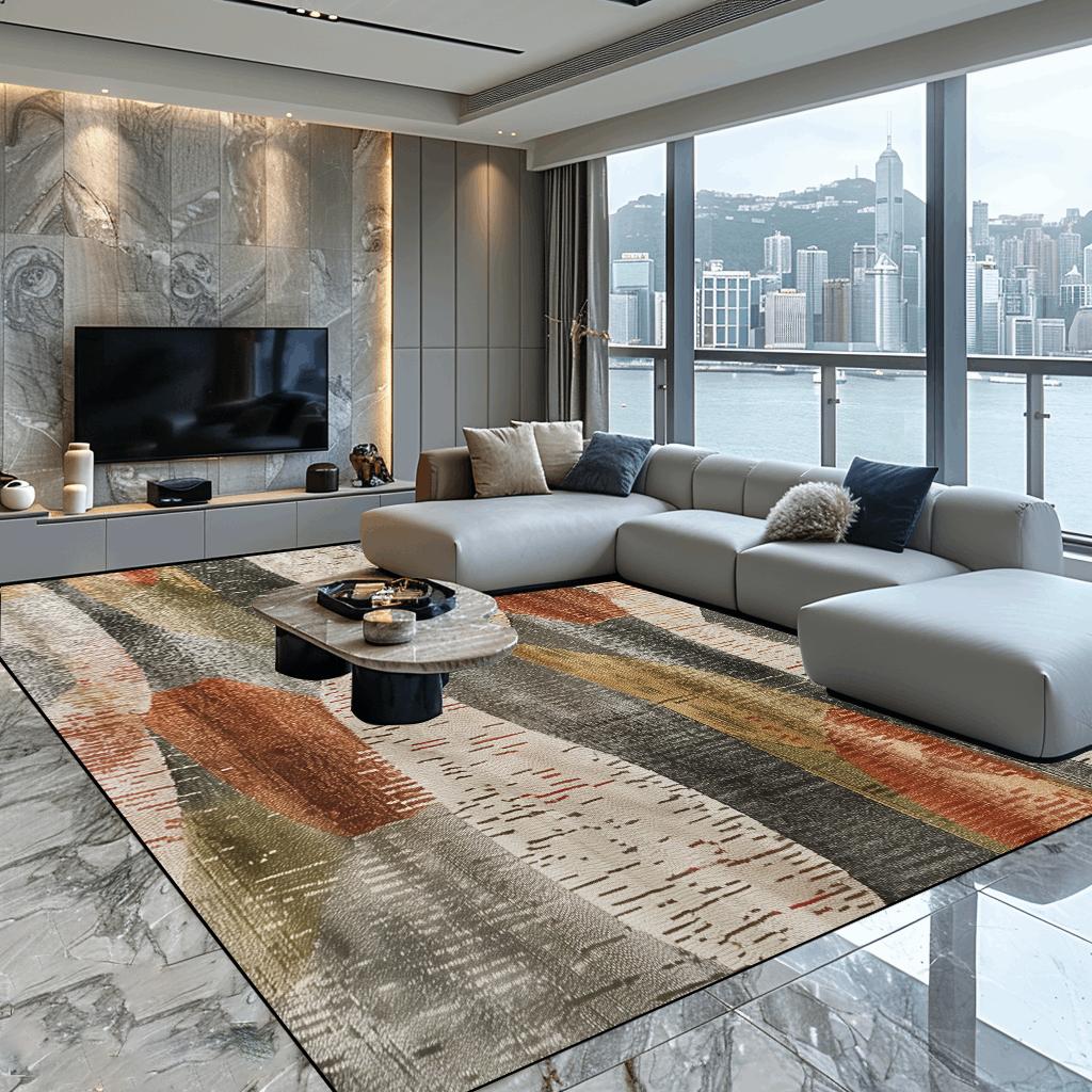 Modern Abstract Living Room Large Area Rug Decoration Home Carpet Soft Flannel Rugs for Bedroom Non-slip Sofa Side Floor Mats 
