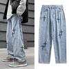 Men's Fashion Fashion Jeans Jeans rupte cu mânecă scurtă, stil hip-hop, pantaloni sport drepți, stiluri de primăvară și toamnă, stiluri la modă, stiluri de hip-hop